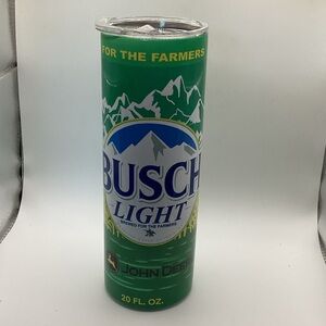 Busch Light John Deere Green Farm Scene Mountains Tumbler Cup 20 oz